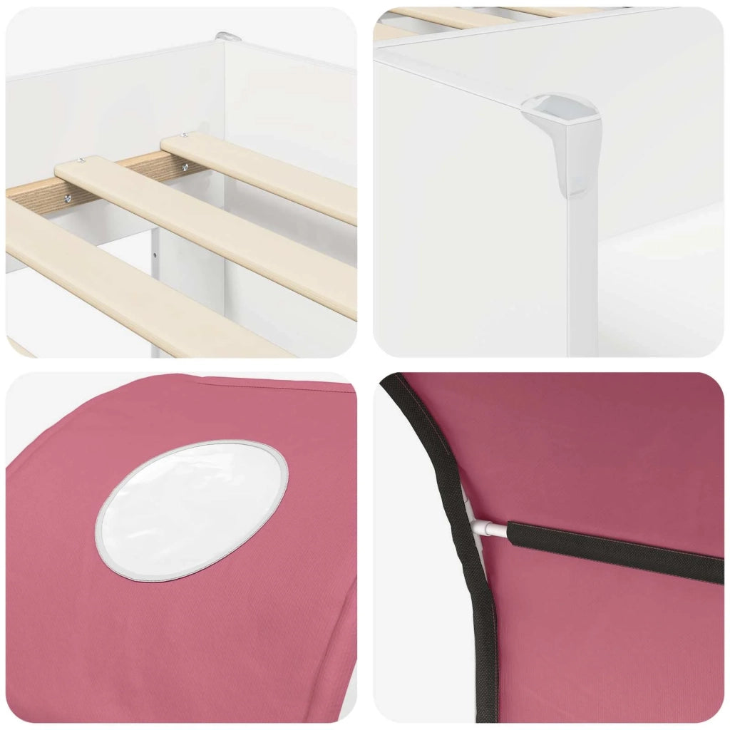 Letto con Tunnel 4 pcs Bianco e Rosa Legno ingegnerizzato