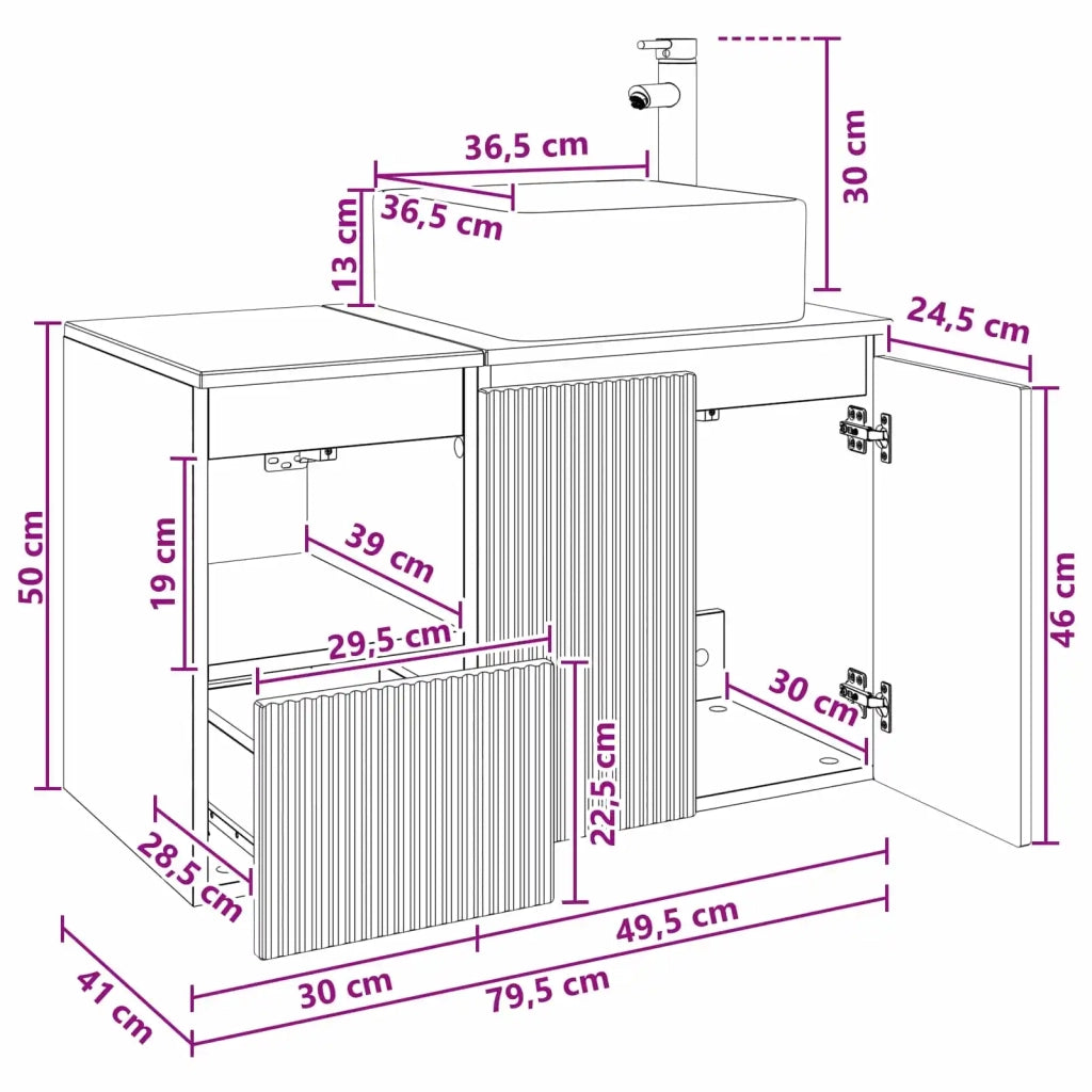 Set di mobili per il bagno 2 pz Rovere Sonoma 3404046