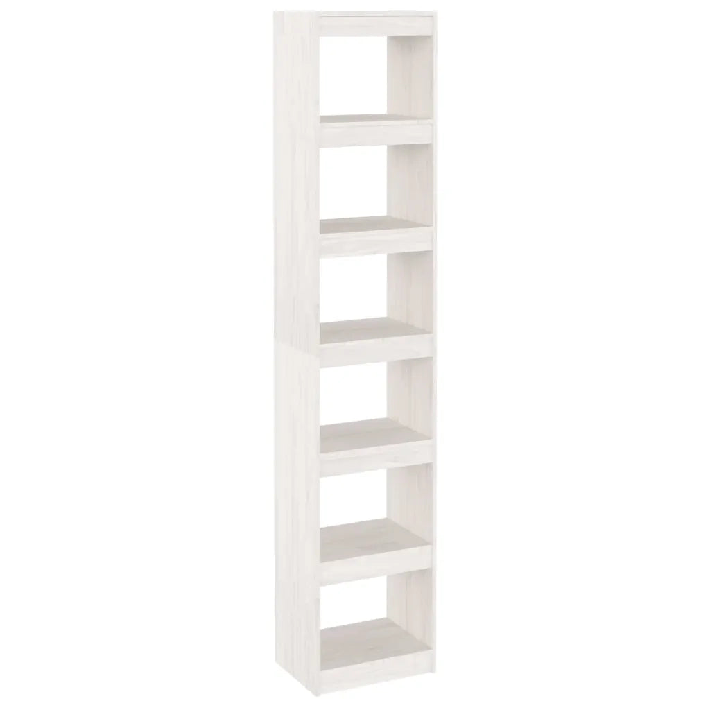 Libreria Divisorio-Scaffale per Libri-Mobile di Stoccaggio Bianco 40x30x199cm in Legno Massello di Pino
