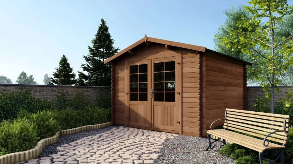 Casetta da giardino in legno - 9m2 - 3x3m - impregnata - 28mm - colore: marrone - DOM427 - ALTANKA