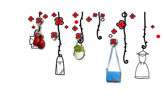 Sticker da Muro Flower con Appendini 120x62 cm Plastica