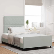 Letto a molle con testiera-Rete con Testiera Grigio chiaro 120 x 200 cm Velluto 573620