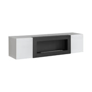 Mobile TV FLY con caminetto bio-etanolo integrato – Nero e grigio perla – Design moderno