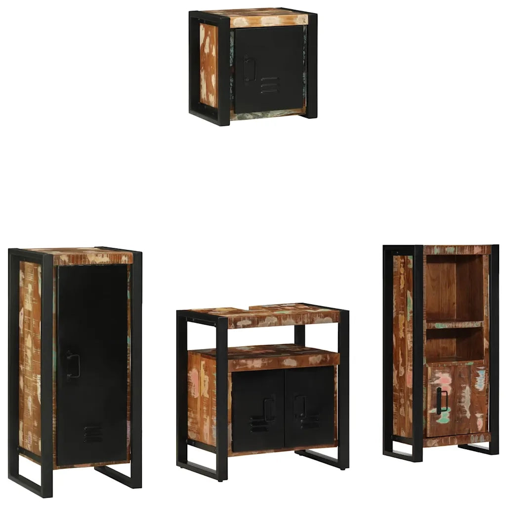 vidaXL Set di mobili per il bagno 4 pcs Legno massello riciclato