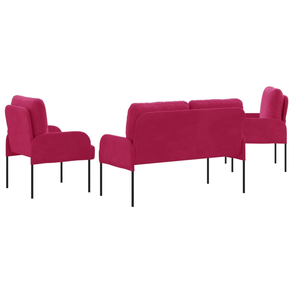 Set divani 3 pcs Rosso Vino 115 x 56 x 80 cm Legno compensato