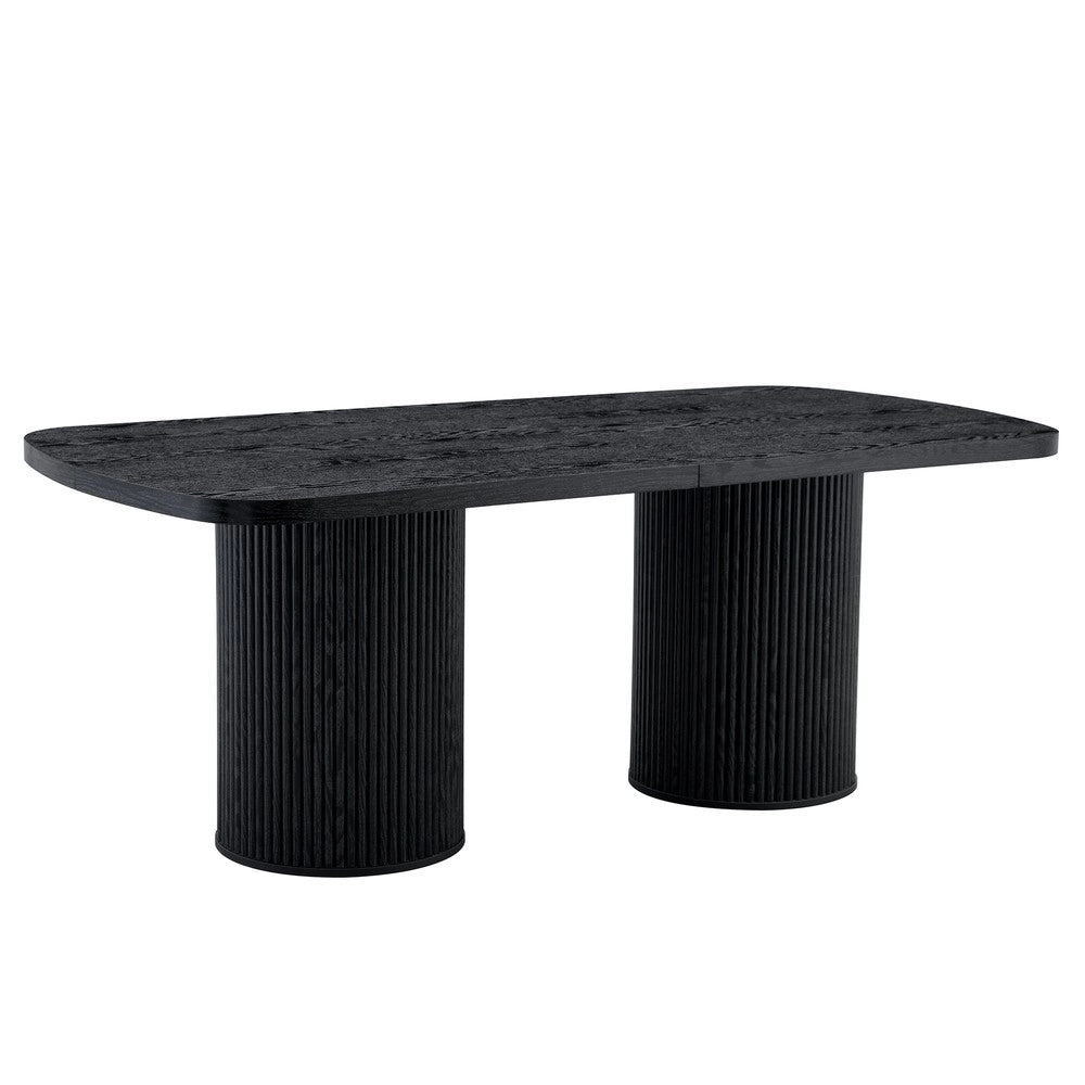 Tavolo da Pranzo Ovale ¨C MINIMAL ¨C Piano MDF Effetto Legno, Gambe a Colonna