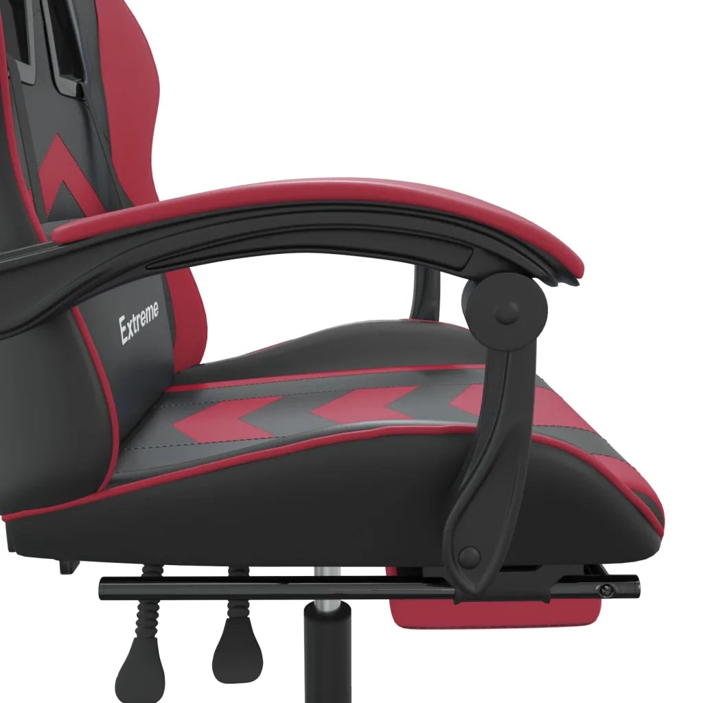 Sedia da Gaming con Poggiapiedi Nero e Rosso Vino in Similpelle cod mxl 78386