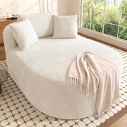 Poltrona relax ovale 170 x 112;5 x 83 cm in velluto a coste beige chiaro