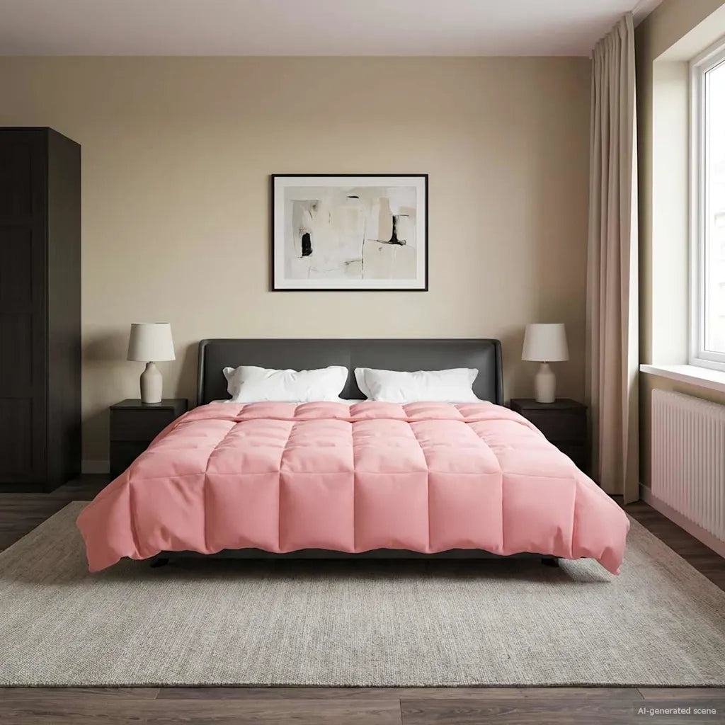 Piumone | Duvet Estivo Trapuntato Rosa 200 x 200 cm Microfibra