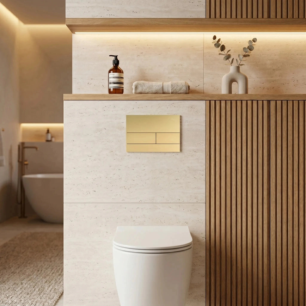 Set Telaio Da Incasso Per Wc Slim 024n Con Pulsante T Brush Gold