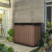 Armadio da esterno Napanee, Mobile outdoor, Mobiletto giardino multiuso, Contenitore per balcone o garage, 140x80 h120 cm, Marrone