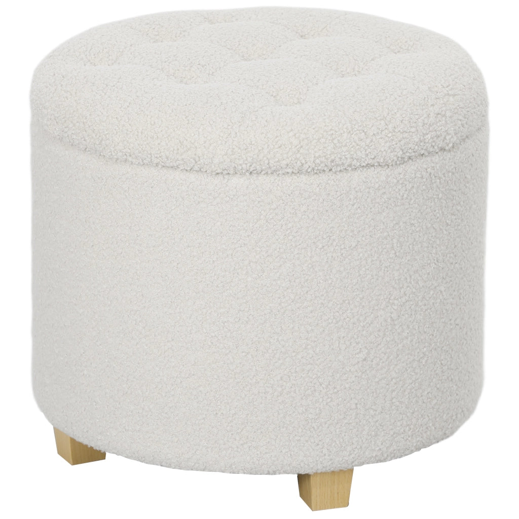 Pouf con cassetto ¨C zephmum ¨C bianco, tessuto, 45x45x41 cm