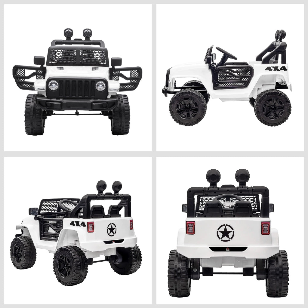 EasyComfort Macchina Elettrica per Bambini Jeep Fuoristrada con Telecomando e 2 Velocità, 100x65x72 cm, Bianco