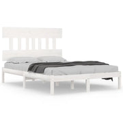Letto matrimoniale | Letto per adulti | Giroletto Bianco in Legno Massello 160x200 cm