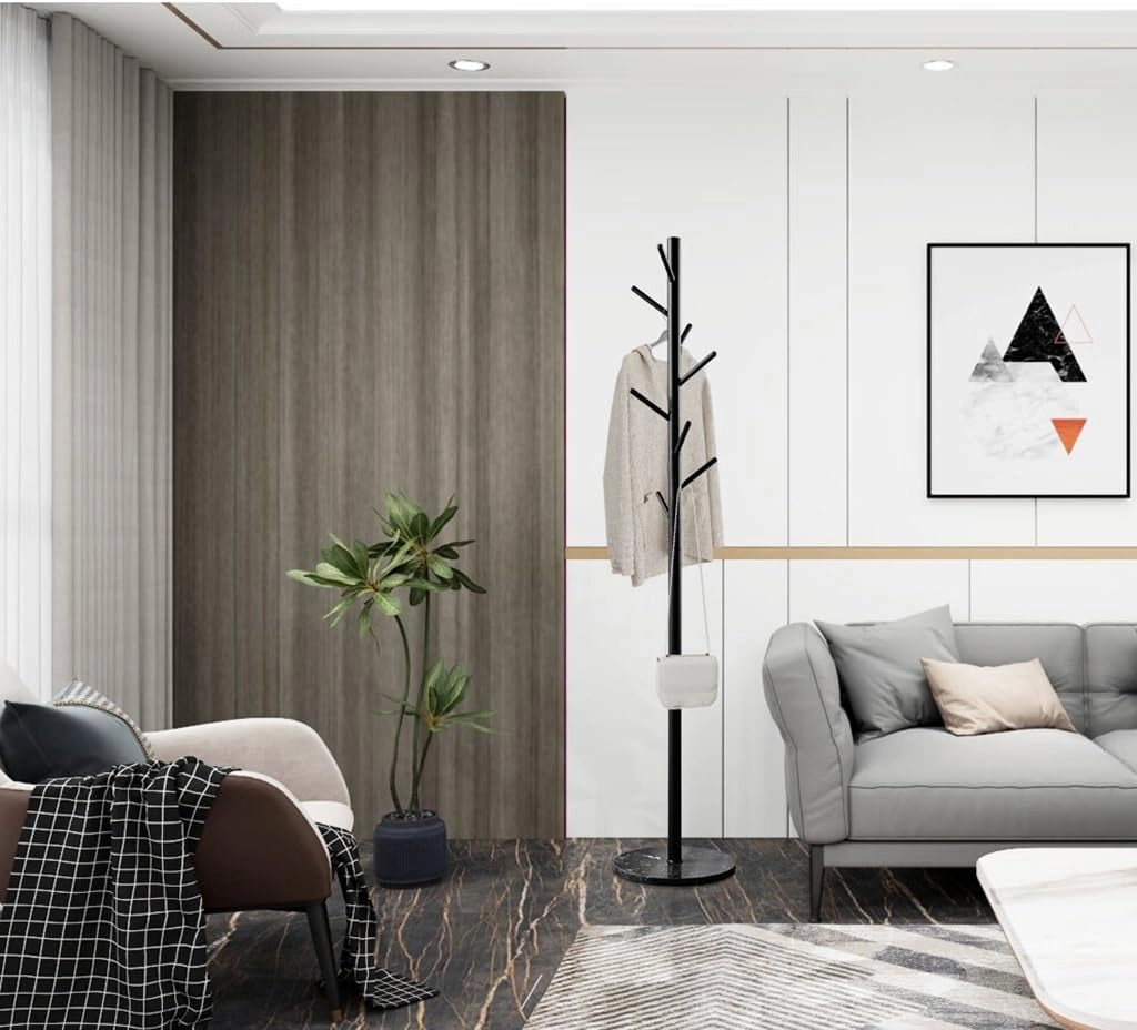 Appendiabiti, Appendiabiti in Metallo Indipendente, Appendiabiti e portacappelli in Piedi, con 7 Ganci e Base in Marmo, per Camera da Letto/Ufficio/Ingresso (A)
