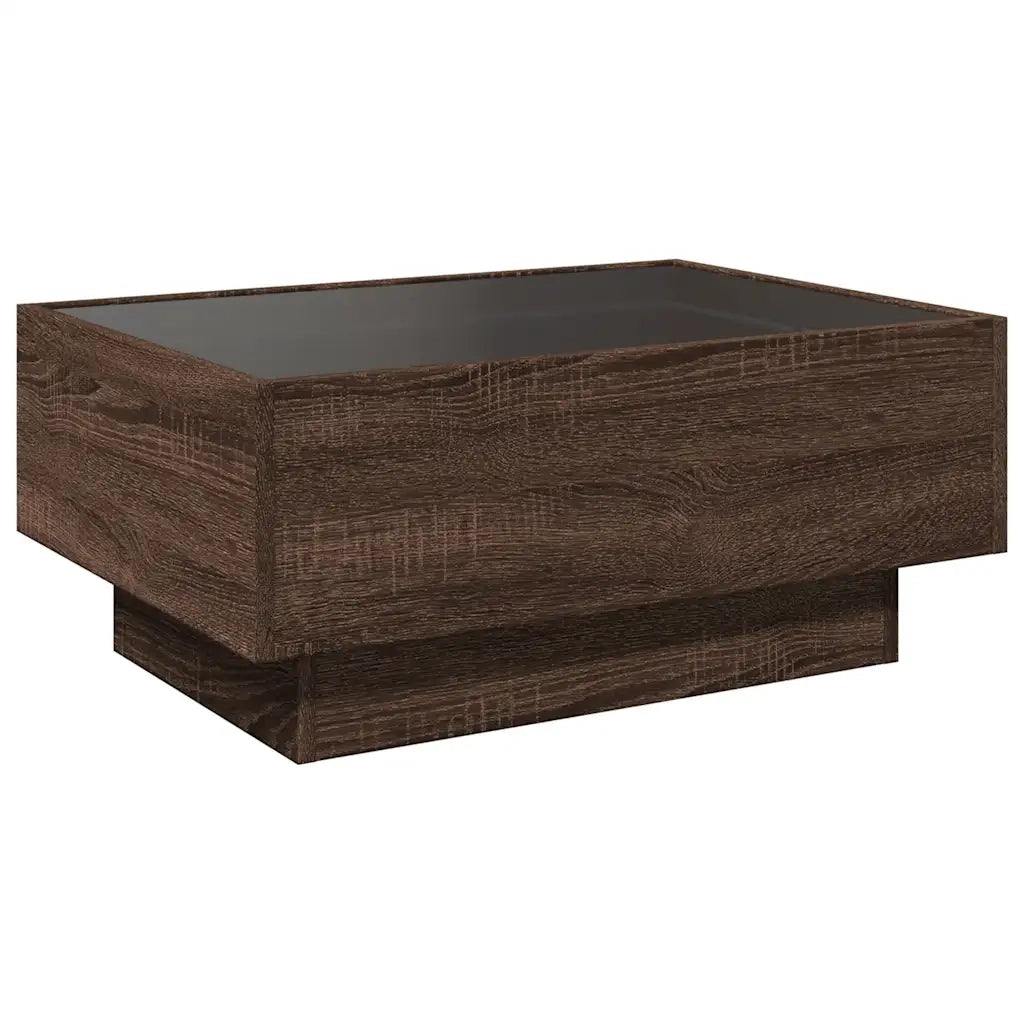 Tavolino salotto | Tavolino da caff¨¨ | Tavolino da Soggiorno con LED Rovere Marrone 70x50x30 cm Multistrato