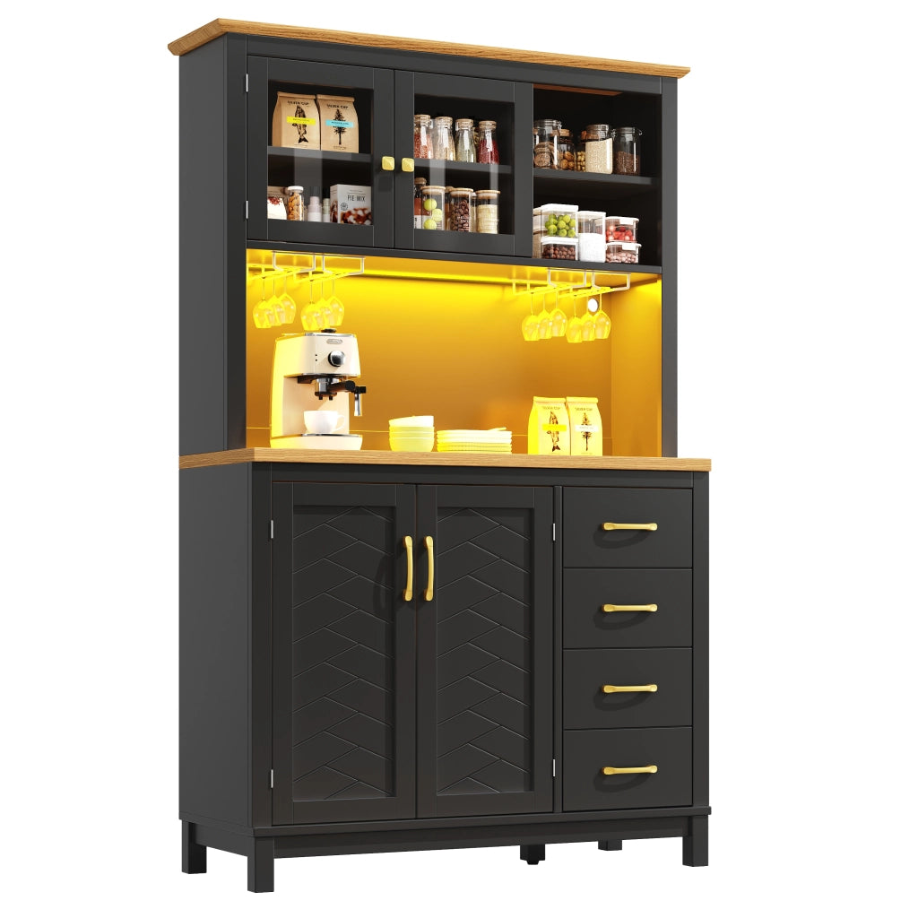 Credenza Buffet con LED ¨C MINIMAL ¨C Verde/Nero/Bianco, 4 Ante, 105.5x40x180cm