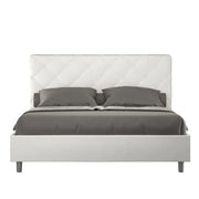 Letto matrimoniale contenitore imbottito 160x210 similpelle bianco Priya