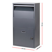 Cassetta postale per pacchi grigia 41x22x75 cm Portapacchi Cassetta della posta