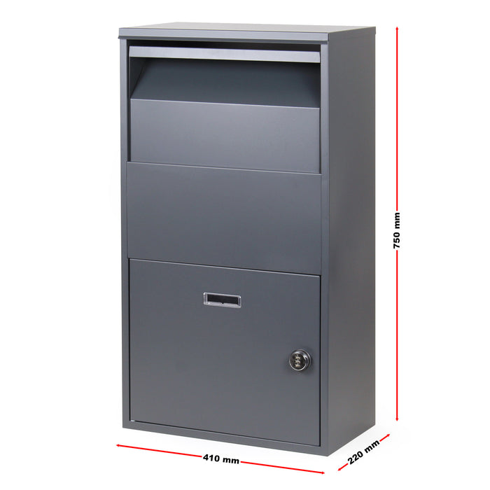 Cassetta postale per pacchi grigia 41x22x75 cm Portapacchi Cassetta della posta