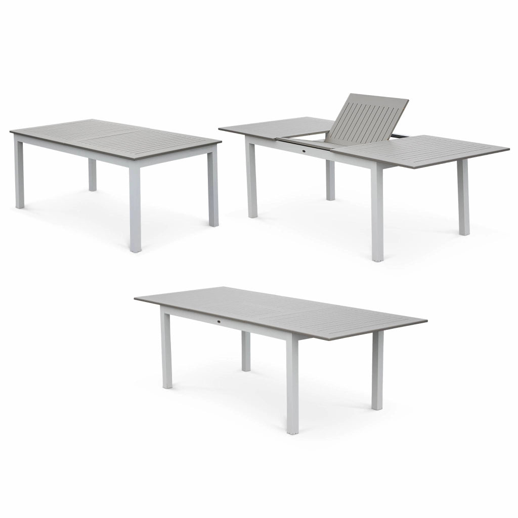 Set tavolo da giardino allungabile in alluminio con 8 posti, bianco
