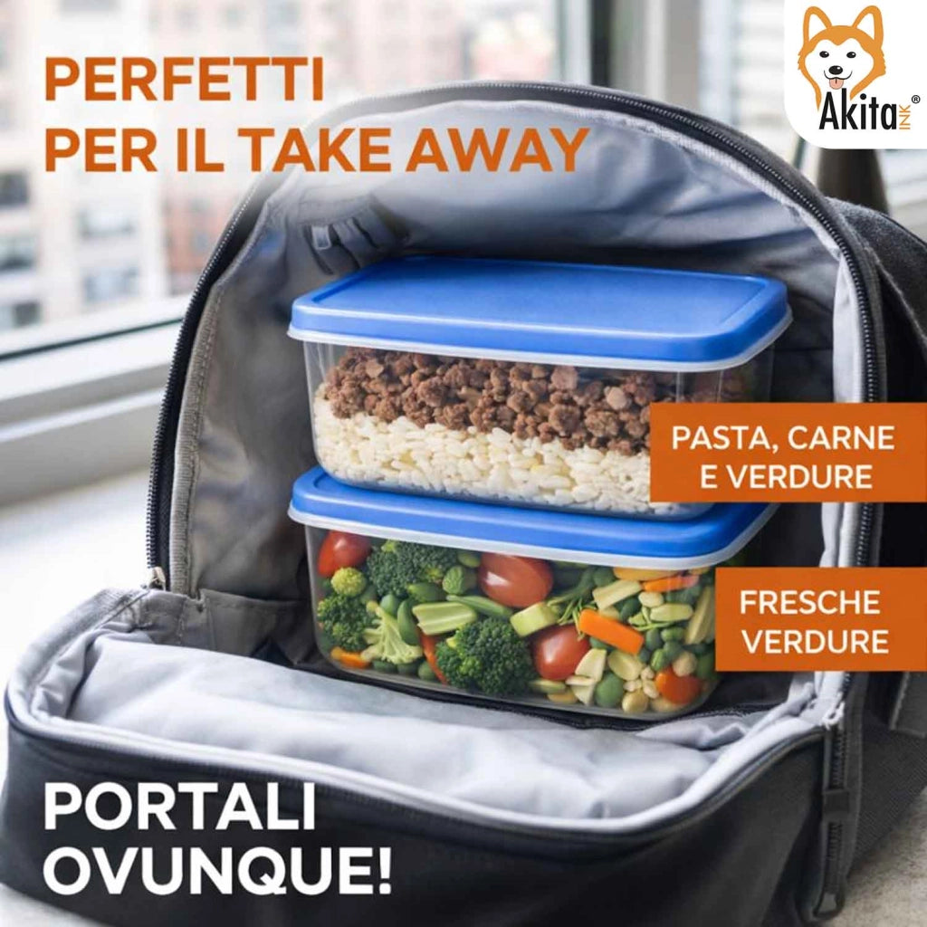 Akitaink 12 Contenitori Rettangolari 650 ml Blu