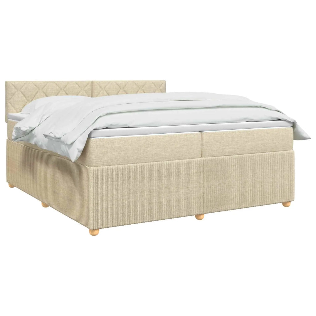 Letto box spring con materasso Crema 200 x 200 cm Tessuto 3453021
