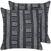 Set di 2 cuscini decorativi cotone bianco e nero 45 x 45 cm motivo geometrico stampa blocchi stile boho accessori