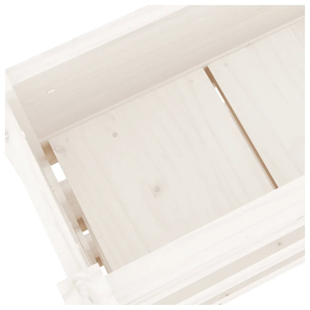 Fioriera | Cassetta per fiori | Vaso Bianca 112x25x104,5 cm in Legno Massello di Pino
