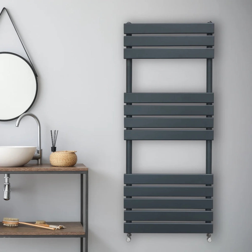 Radiatore per asciugamani design a pannello piatto 1200 x 450 mm per bagno ad incasso  Grigio Antracite