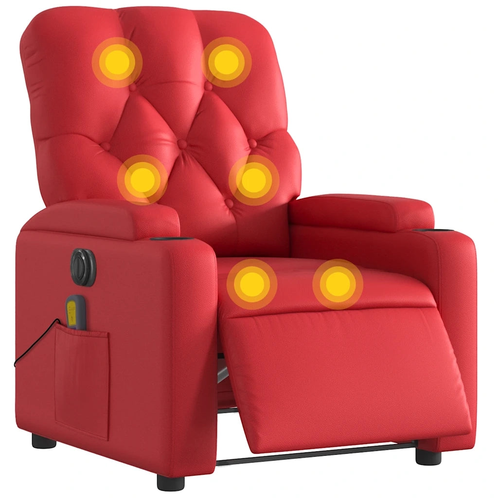 Poltrona Massaggio Elettrica Reclinabile Rosso Similpelle 3204770