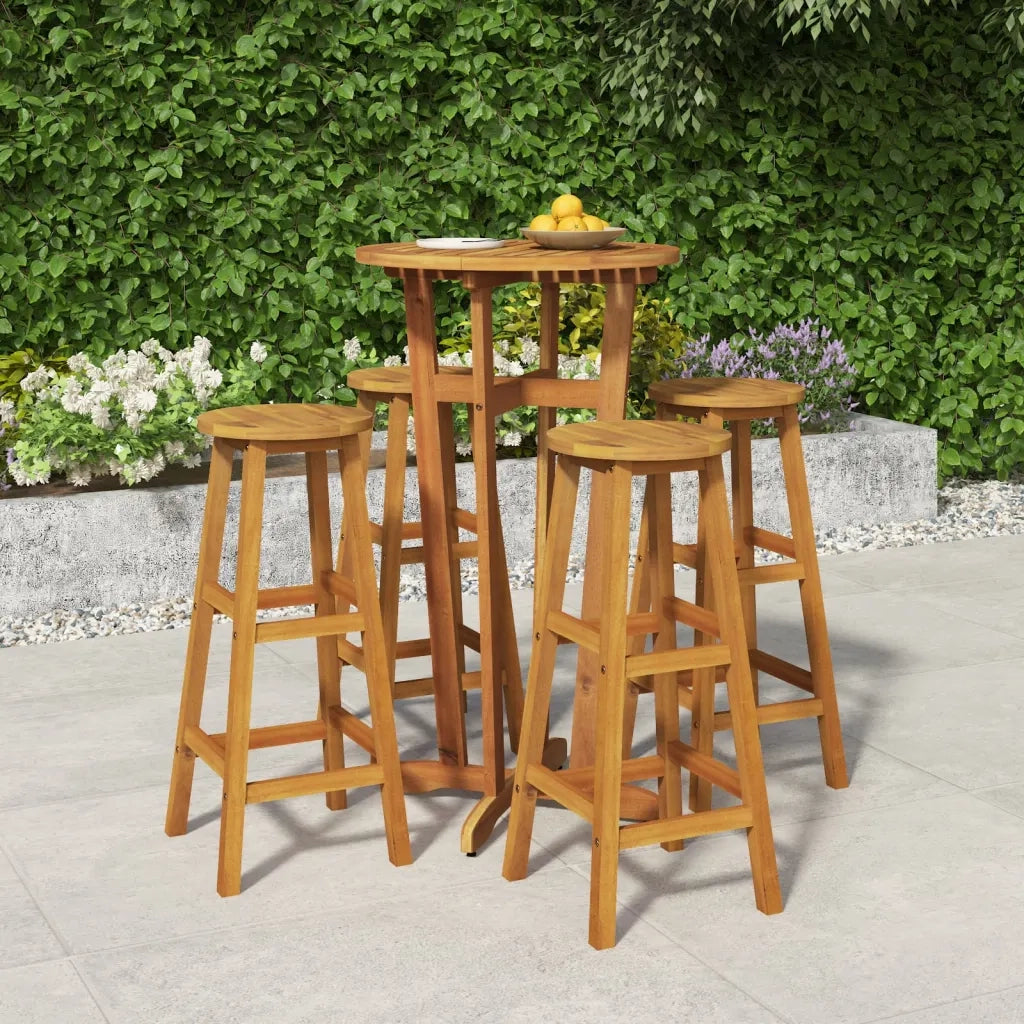 Set da Bar da Giardino 5 pz | Set Salotto da Giardino in Legno Massello di Acacia