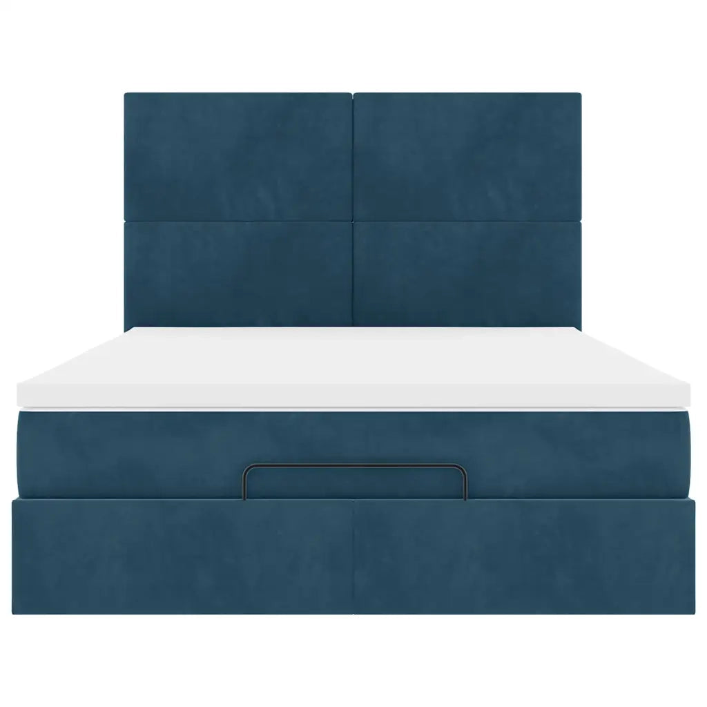Struttura Letto Pouf con Materassi 140x190 cm in Velluto 3313401
