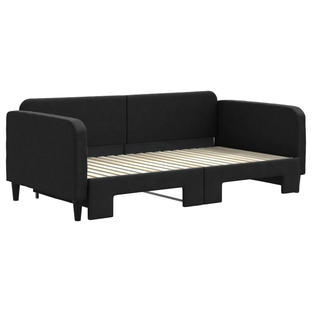 Divano Letto con Letto Estraibile Nero 90x190 cm in Tessuto 3196828