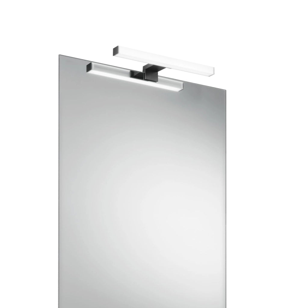 APPLIQUE LED NOIR NERO QUADRA FISSAGGIO PARETE E SPECCHIO 5W 600LM 3000K IP44 30X9,5X4,45CM