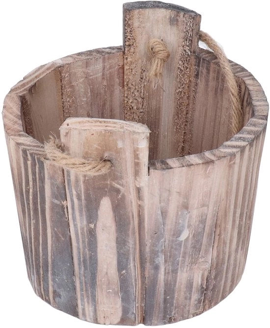 Vaso per Piante Resistente al Tempo - Fusto in Legno - Stile Rustico - Cesto Ronde - Permeabile all'Aria - Adatto per Interno/Esterno