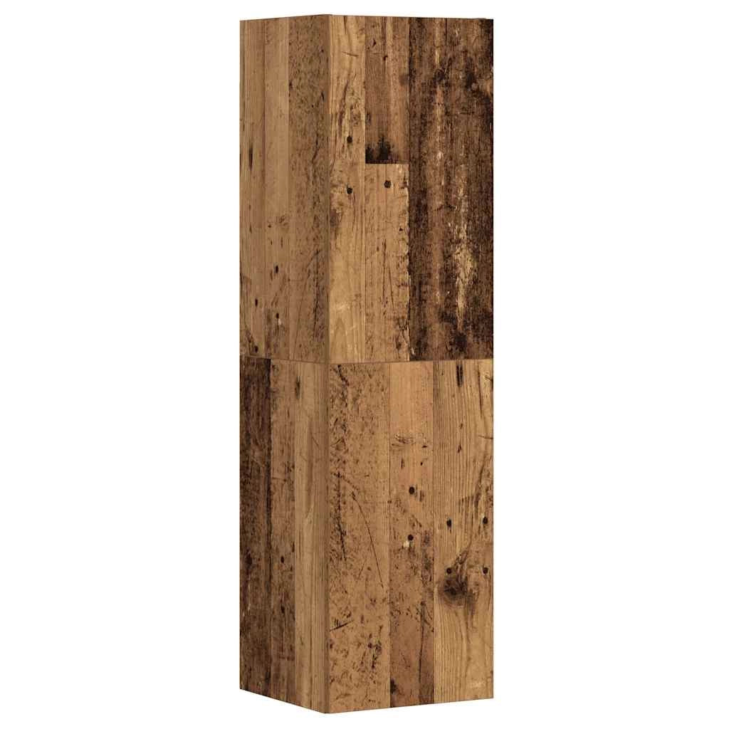 Set di 3 moderni mobili porta TV a parete con pratico vano contenitore 100 x 30 x 30 cm realizzati in legno composito con finitura effetto legno anticato 02_0055862