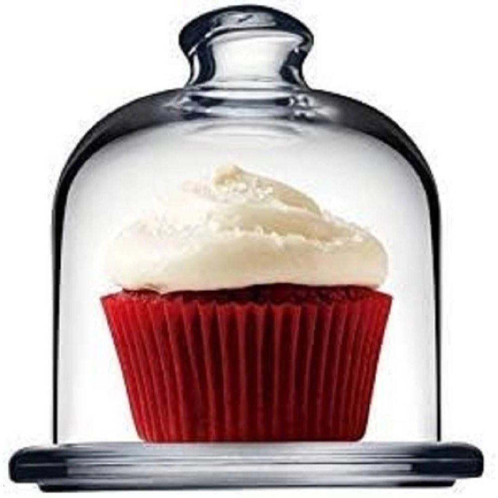 Trade Shop - Piatto In Vetro Trasparente Per Dolci Frutta Con Cupola In Vetro Cm 10,5h Diam.10 -