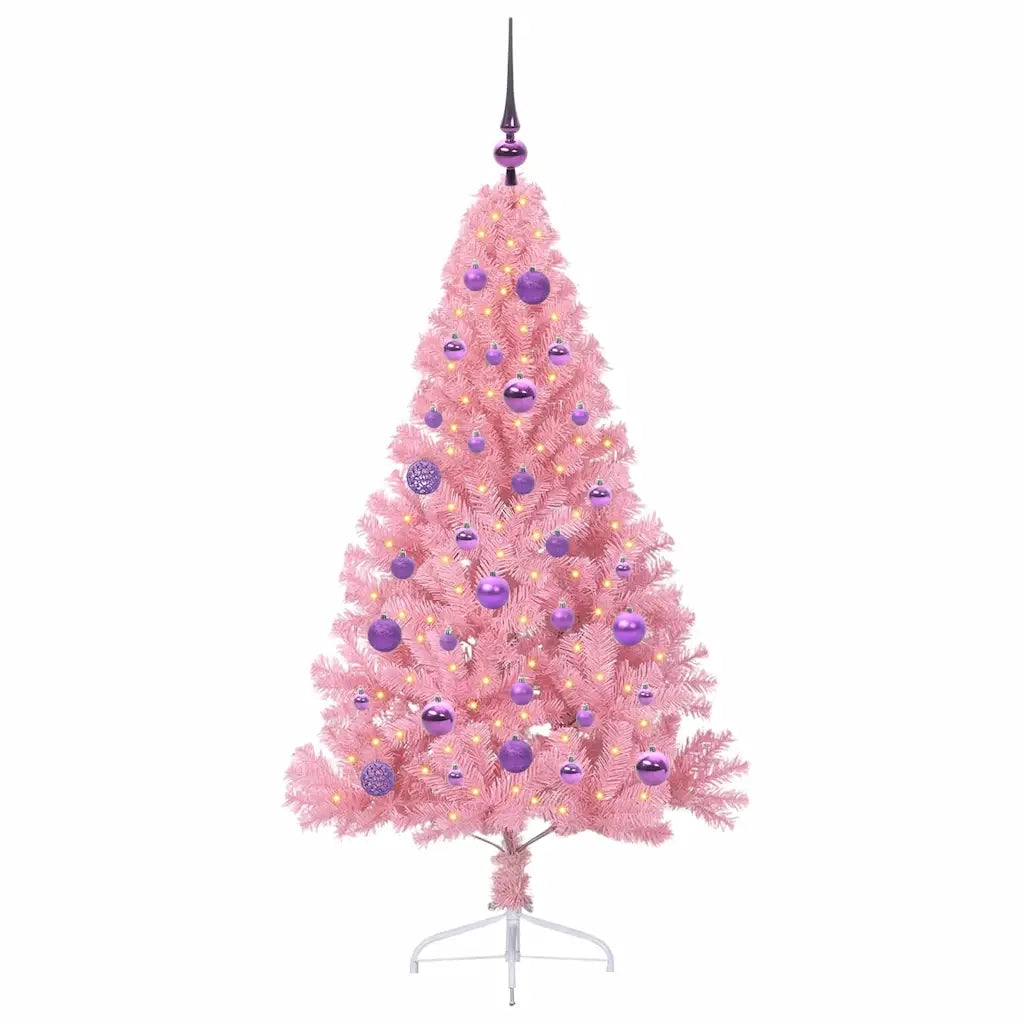 Albero di Natale | Decorazioni natalizie artificiale con luci integrate Rosa 150 cm PVC