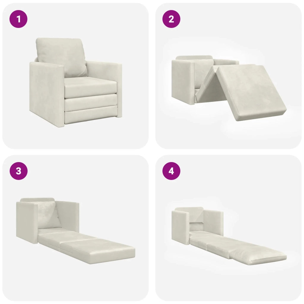 Divano letto | Sof¨¤ letto | Letto singolo Crema 74 x 77 x 81 cm Velluto