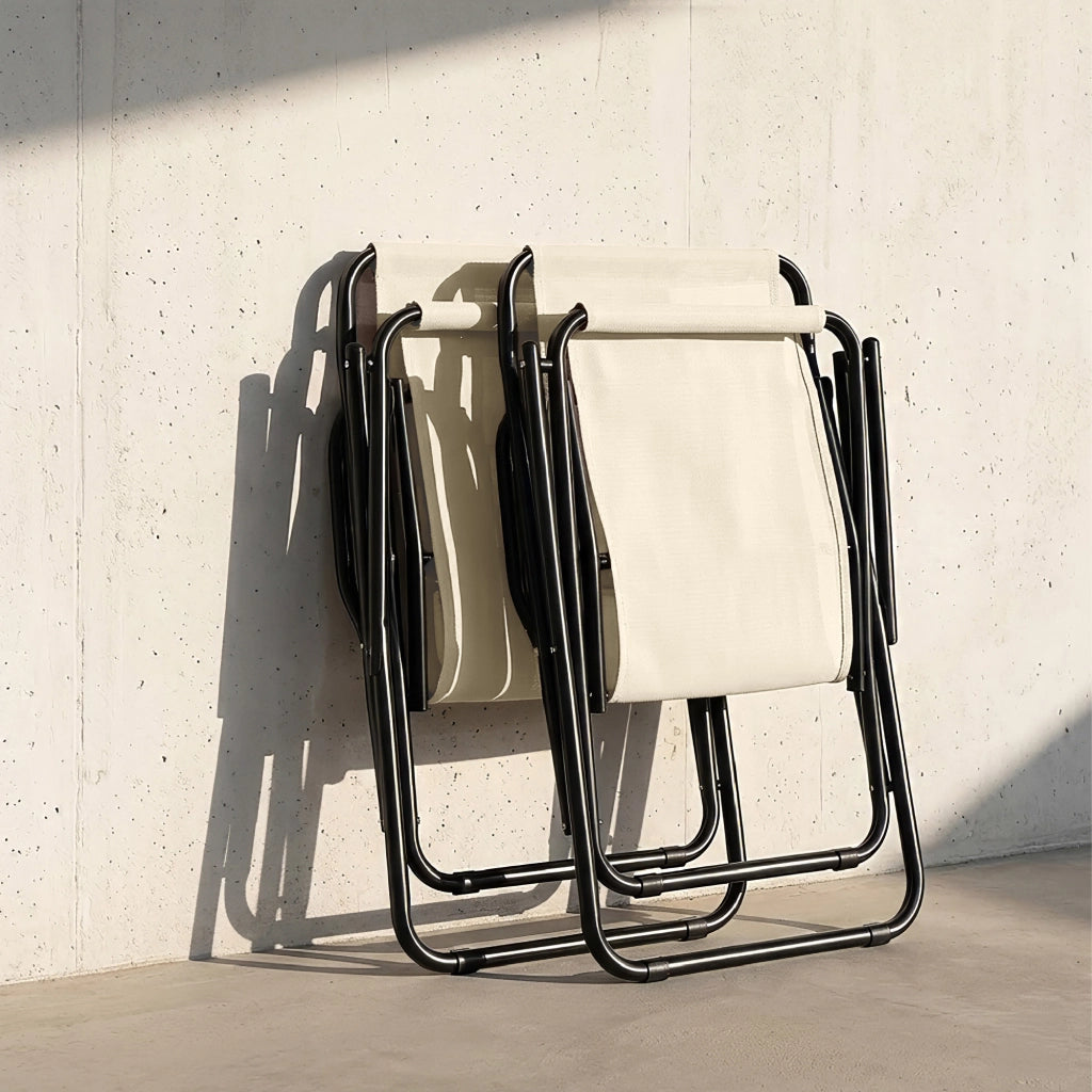Set 2 Sdraio Sedie Spiaggina Relax Giardino Spiaggia, Pieghevoli in Acciaio e Textilene con Braccioli  Funzione Basculante Dondolo– Il Gruppone Beige