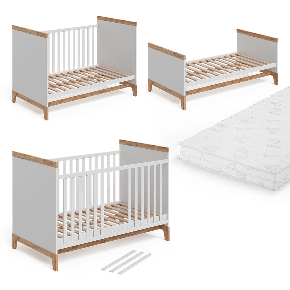 Vitalispa culla neonato Bianco/Artisan 70x140 cm con materasso