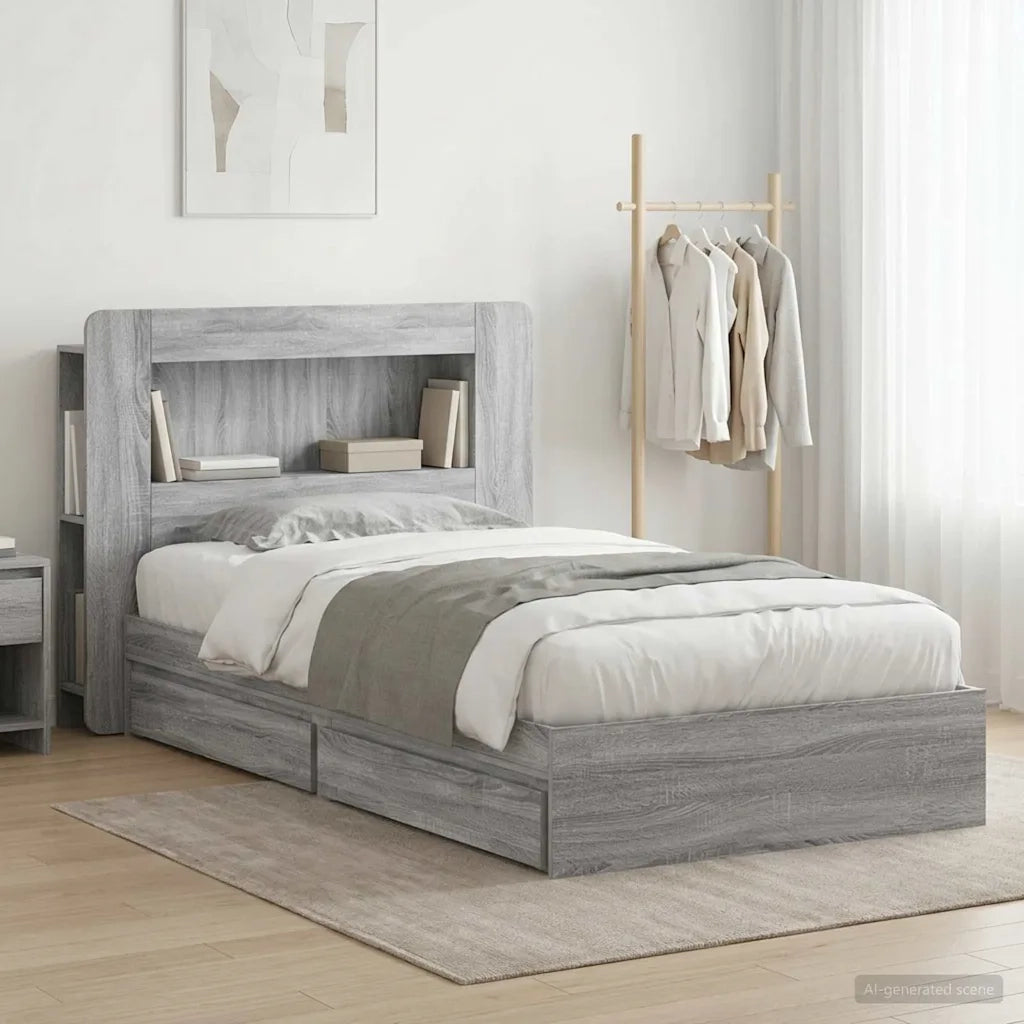 Telaio del letto con storage Sonoma grigio 100 x 200 cm