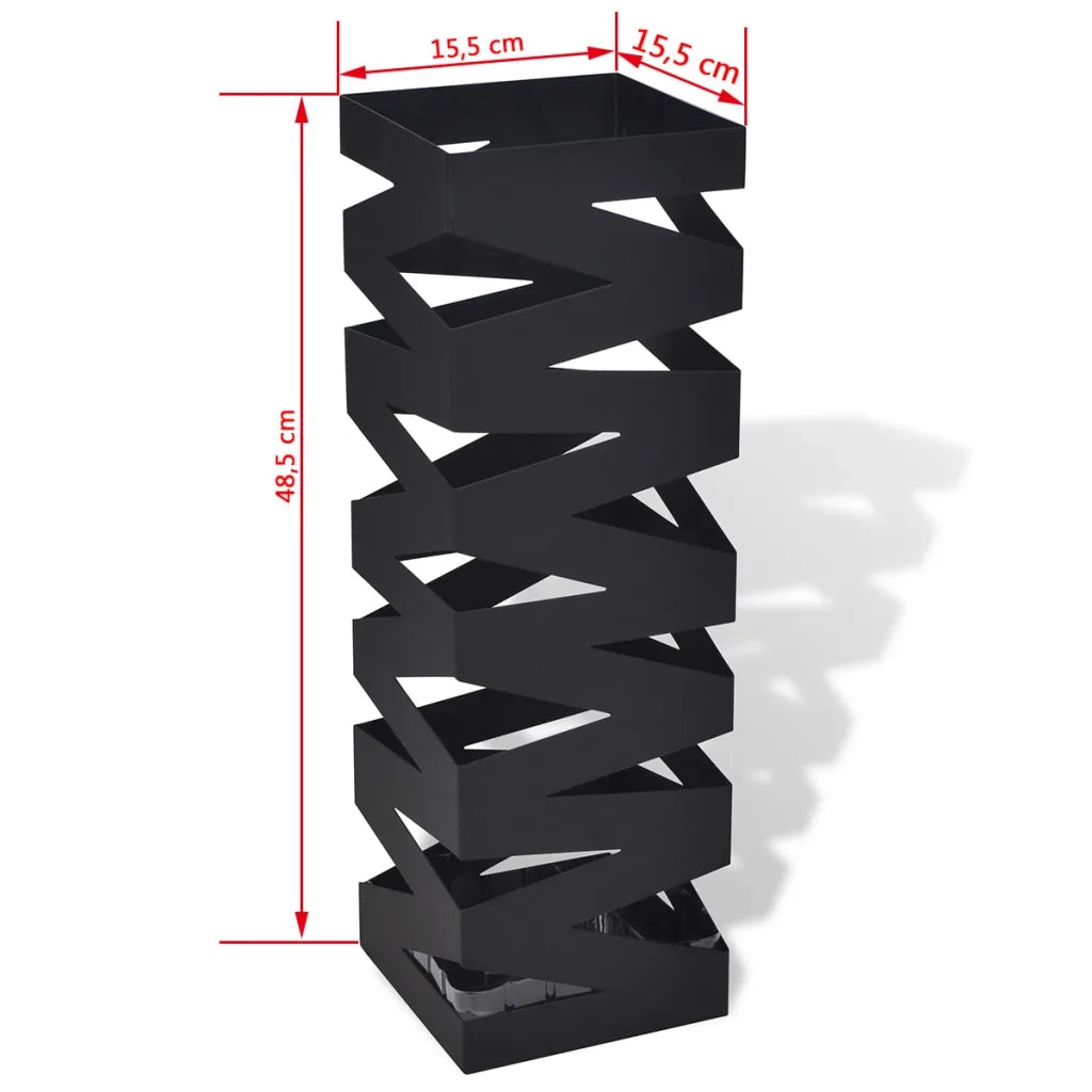 Portaombrelli Bastoni Passeggio Quadrato Acciaio 48,5 cm Nero 242469