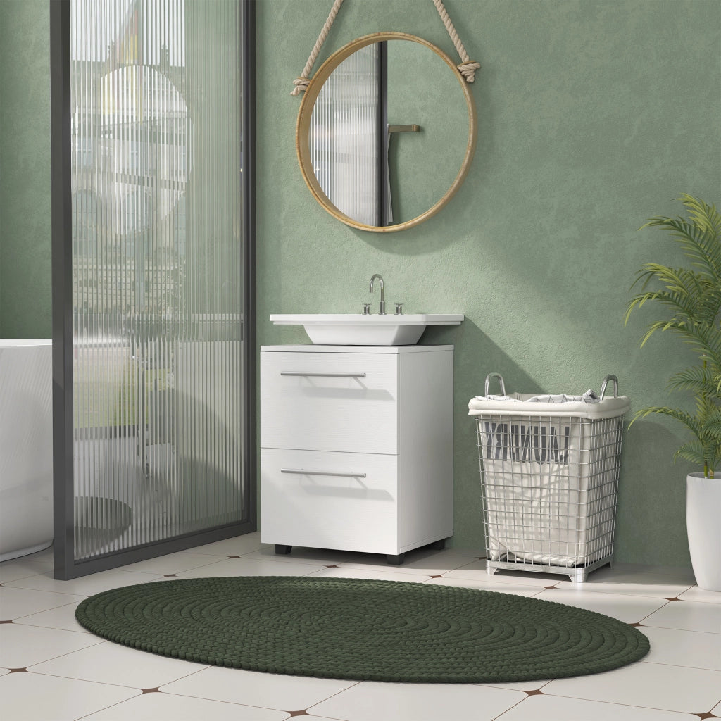 Mobile Sottolavabo Mobiletto Bagno Moderno 41,5x35,5x59 cm Rivestimento in Melamina Bianco