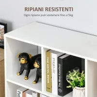Mobile Libreria Portaoggetti a 3 Livelli e 8 Ripiani Totali, in MDF, 97.5x30x100 cm, Bianco