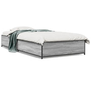 Letto singolo | Letto per adulti | Giroletto Grigio Sonoma 75x190cm in Legno Multistrato e Metallo