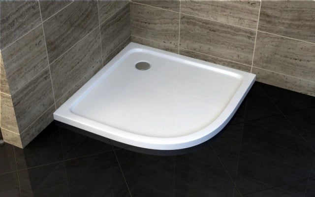 Piatto doccia semicircolare ultra slim h.5 cm acrilico bianco SMIRNE 80x80 cm,Piletta scarico esclusa