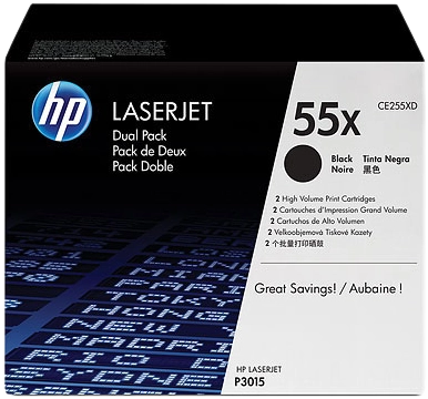 HP Confezione da 2 cartucce originali di Toner nero ad alta capacità LaserJet 55X
