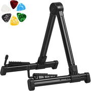 Supporto per chitarra acustica - pieghevole e portatile - inclusi 6 pletttri per chitarra